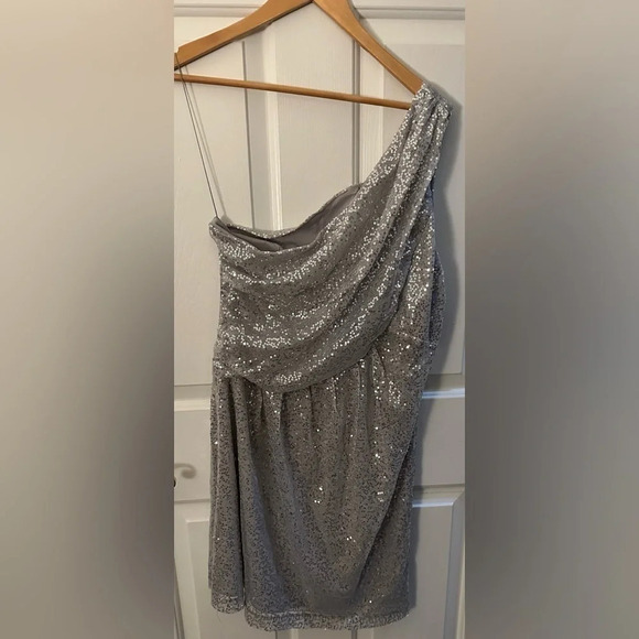 Scarlett Nite Dresses & Skirts - Silver Sequence Mini Dress One Shoulder size 14